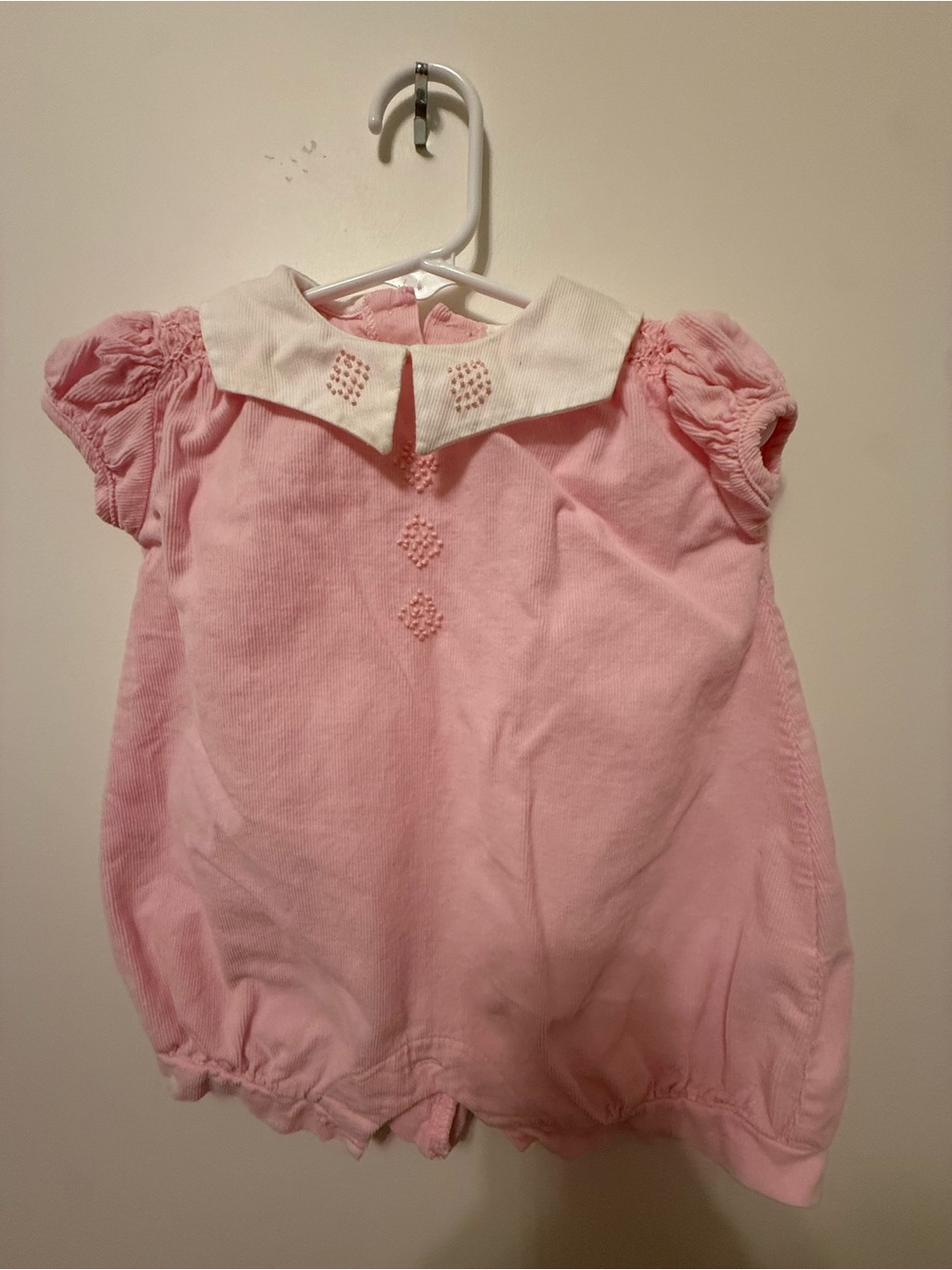 Pink Baby One-Piece Romper with White Collar